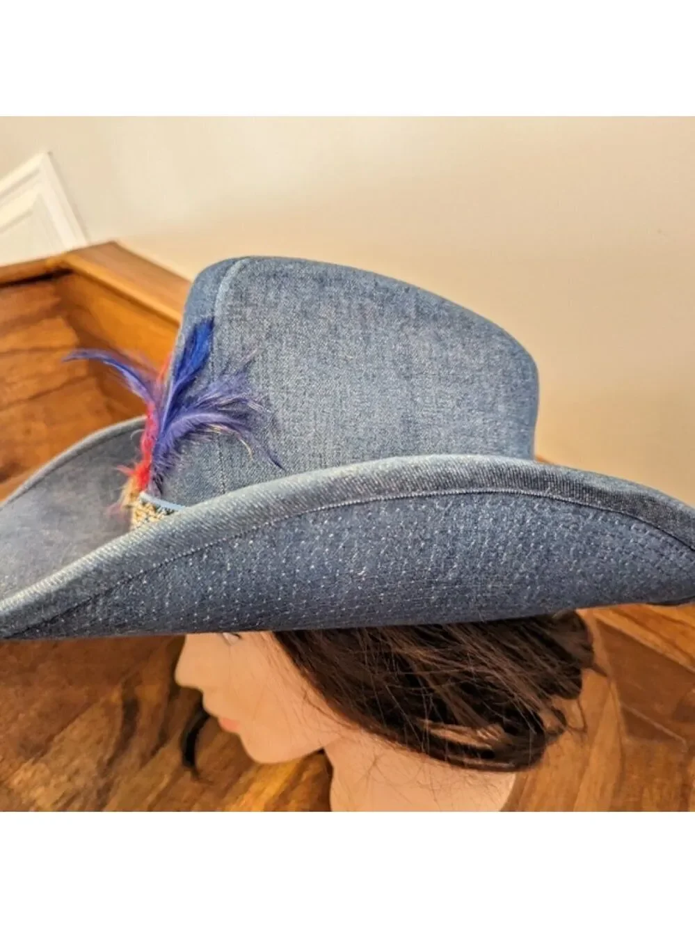 Vintage western 60's blue denim cowboy hat. Size 7-7 1/8 - Picture 14 of 16